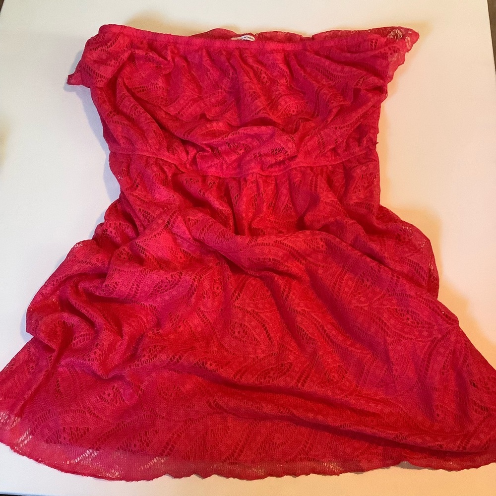 Maurices Magenta Strapless Knee Lnth Lace Dress 2X